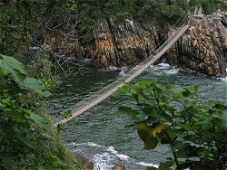 Hängebrücke über die Mündung des Storms-River