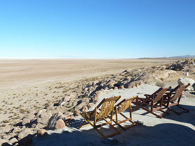 Ausblicksterrasse des Hotels La Luna Salada, Uyuni