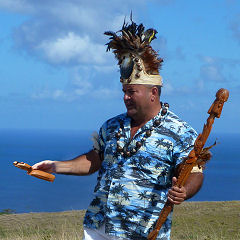 Einheimischer Führer am Vulkan Rano Kau