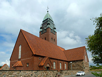 Die Masthugg-Kirche hoch über dem Göta ärv