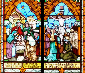 Alte Glasfenster in der Dreifaltigkeitskirche von Uppsala