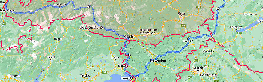 Unsere Reiseroute - 2. Teil, im Süden
