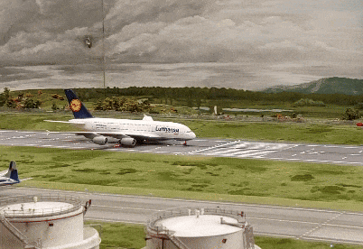 Start eines Airbus A380 in der Miniaturwelt